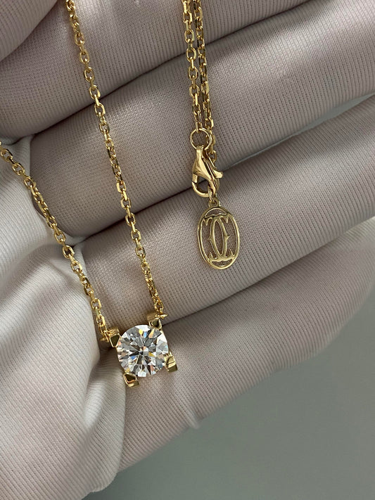 1ct Moissanite Necklace & Stud Earrings Set | 925 Sterling Silver 18K Rose Gold