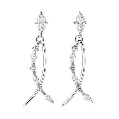 Moissanite Marquise Cut Dangle Earrings for Women