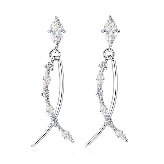 Moissanite Marquise Cut Dangle Earrings for Women