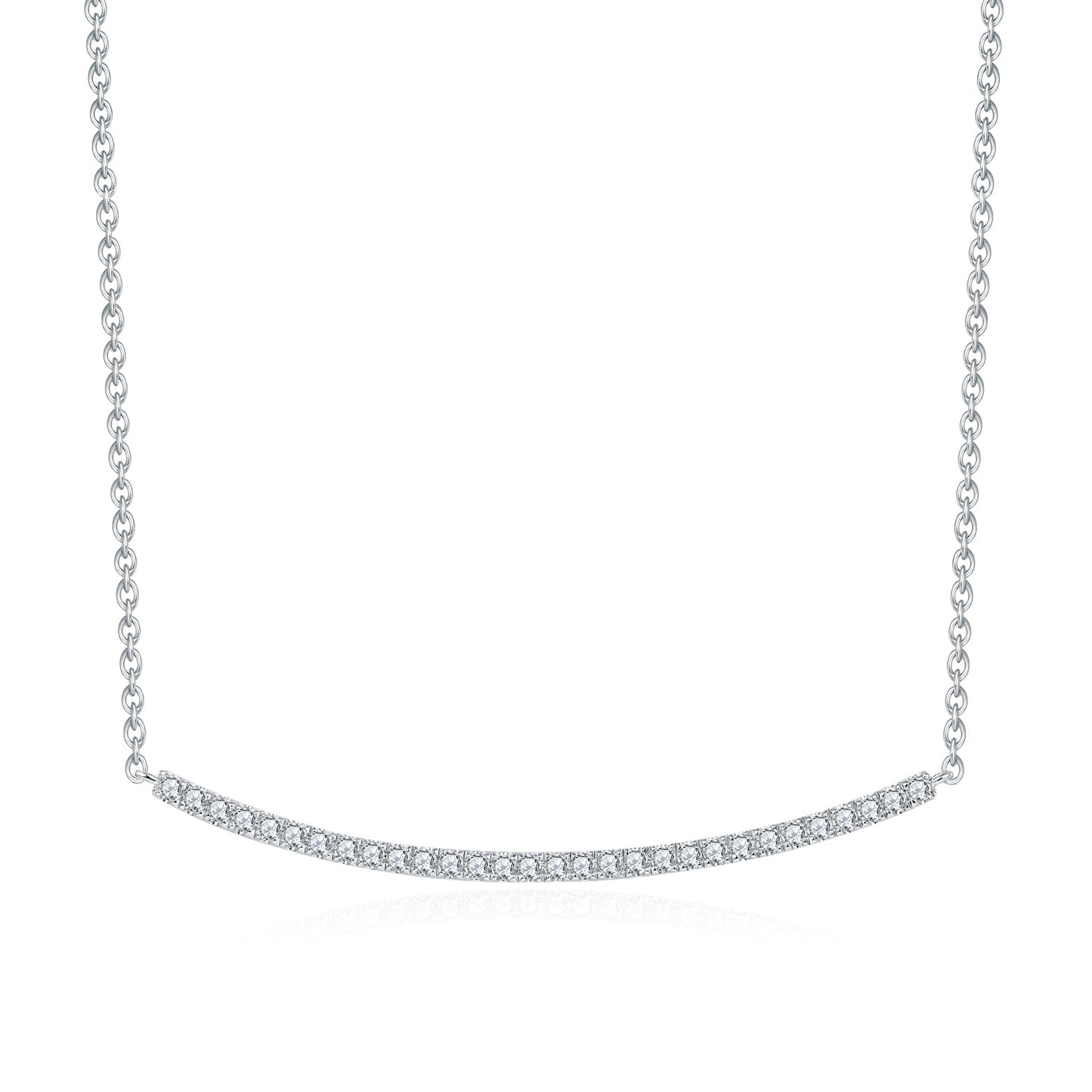 Moissanite Curved Bar Pendant Necklace in Sterling Silver 0.45CT