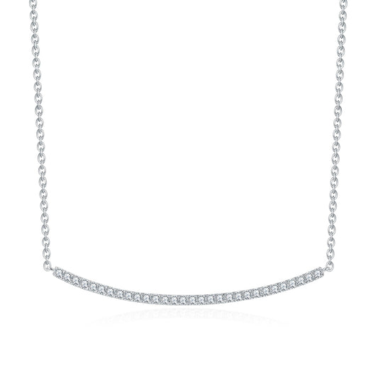 Moissanite Curved Bar Pendant Necklace in Sterling Silver 0.45CT