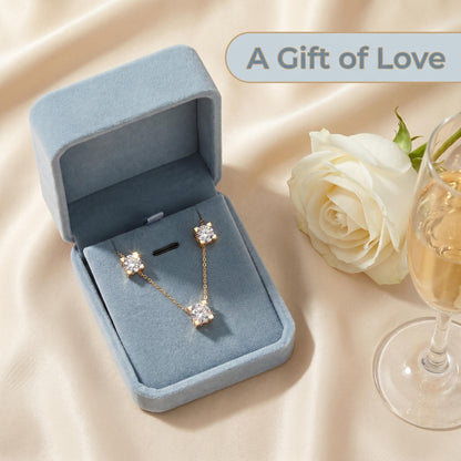1ct Moissanite Necklace & Stud Earrings Set | 925 Sterling Silver 18K Rose Gold
