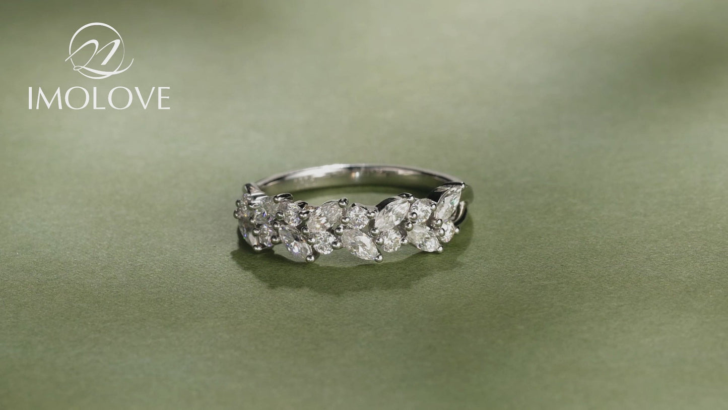 Moissanite Trendy 0.8 Carat Marquise Eternity Wedding Band for Women