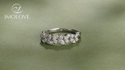 Moissanite Trendy 0.8 Carat Marquise Eternity Wedding Band for Women