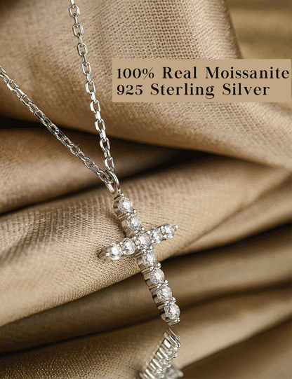 Cross Moissanite Pendant Necklace for Women