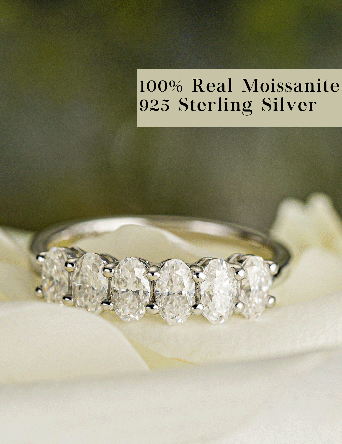 Oval Moissanite Eternity Wedding Band Ring
