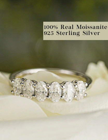 Oval Moissanite Eternity Wedding Band Ring