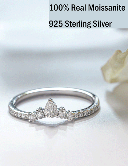 Teardrop Curved Moissanite Wedding Bands for Women