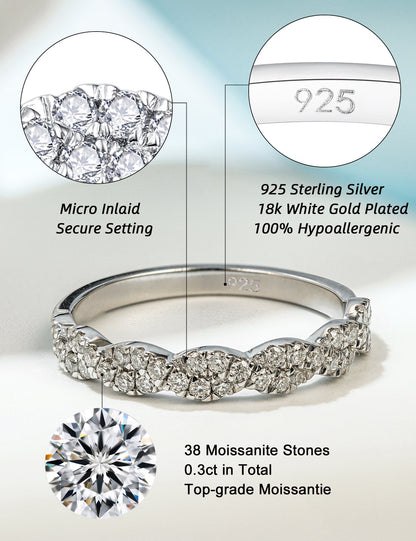 Half Twisted Moissanite Eternity Wedding Bands