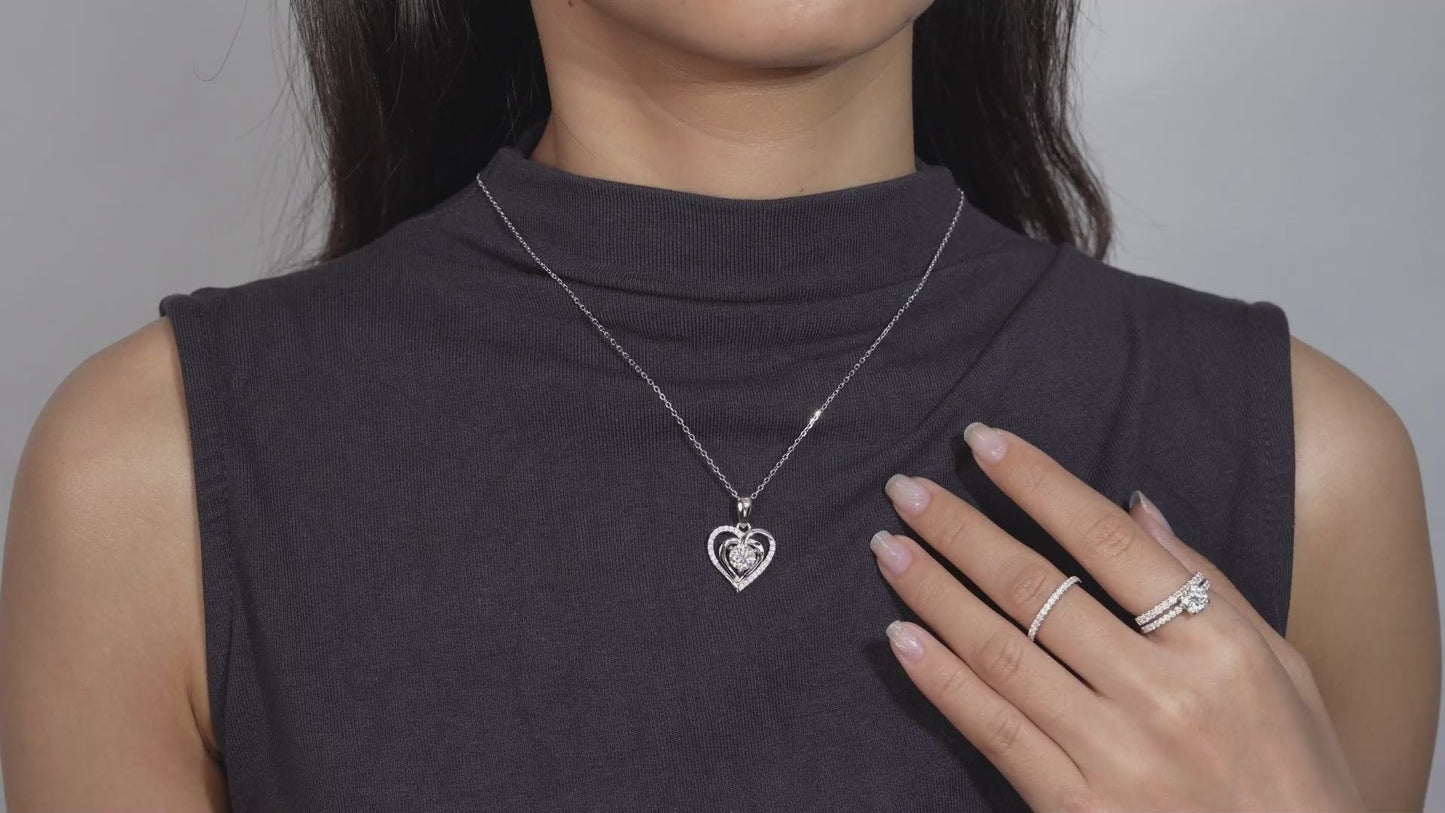 Heart Pendant Necklaces for Women 925 Sterling Silver with 1-2CT Moissanite