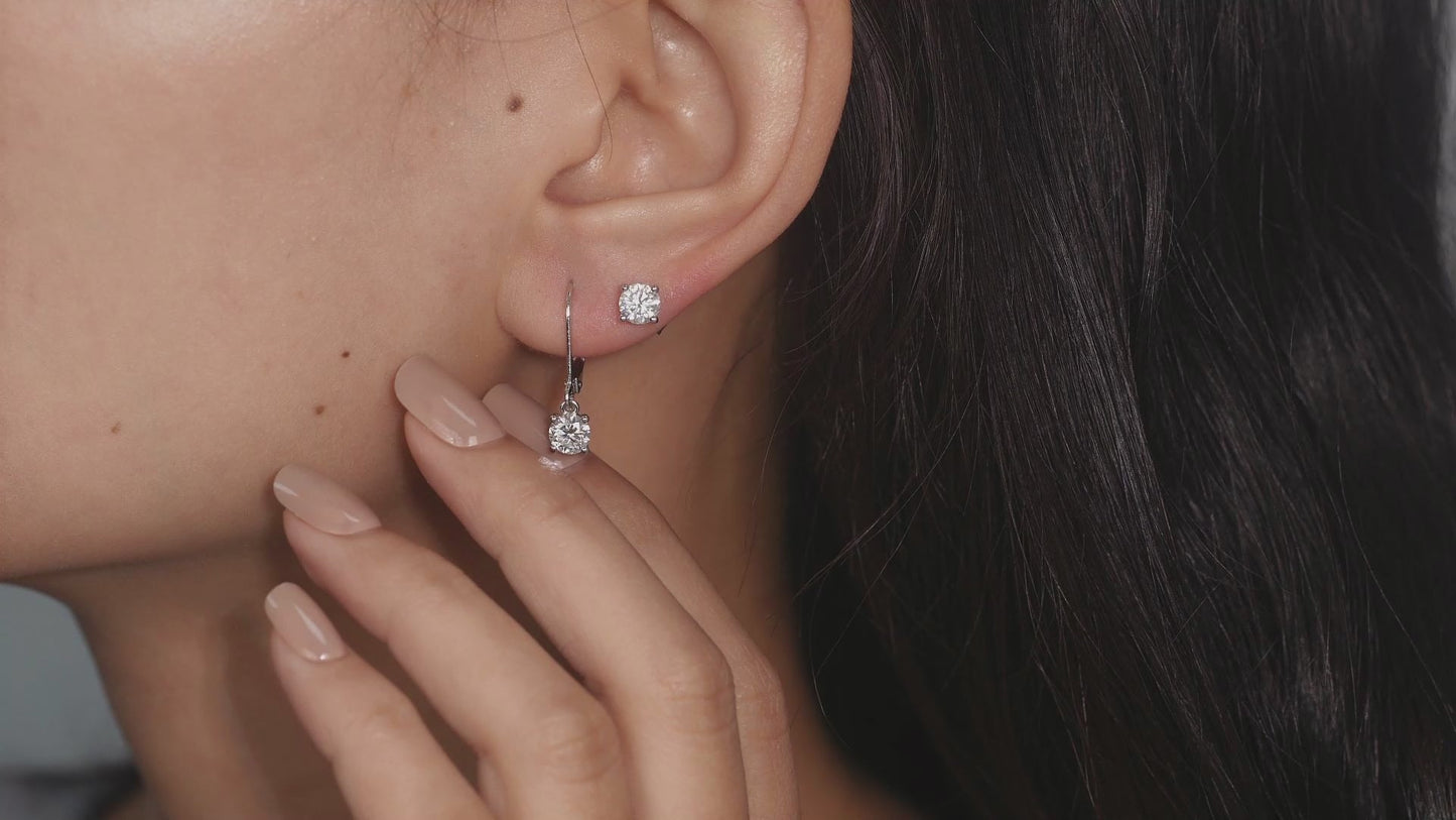 Moissanite Leverback Drop Earrings for Women 1/2CT