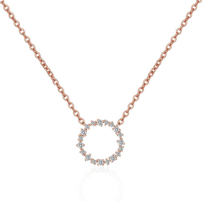 Moissanite Circle Pendant Necklaces for Women
