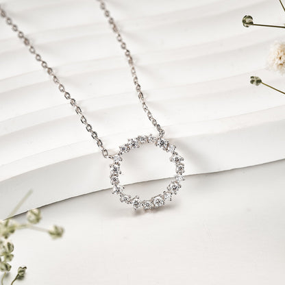 Moissanite Circle Pendant Necklaces for Women