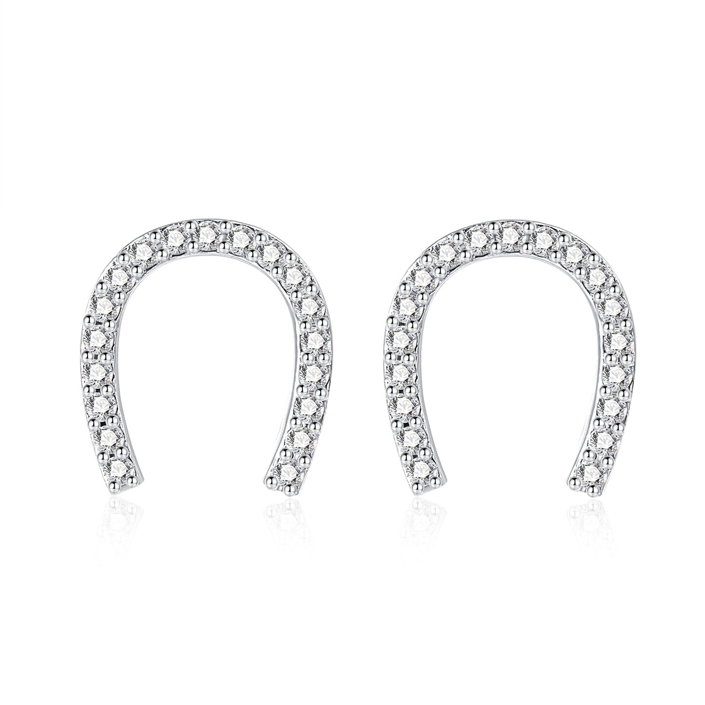 Moissanite Horseshoe Stud Earrings for Women
