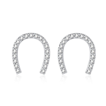 Moissanite Horseshoe Stud Earrings for Women