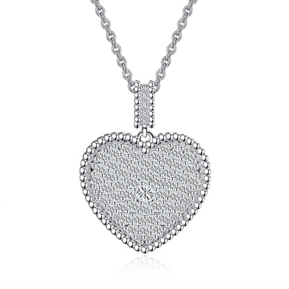 Moissanite Heart Sterling Silver Necklace for Women
