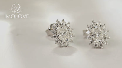 Oval Cut Moissanite Hypoallergenic Stud Earrings for Women 1.5 Carat