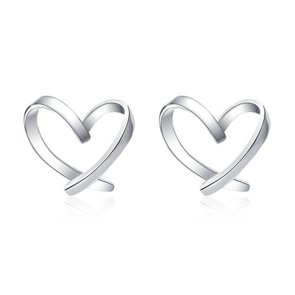 Moissanite Open Heart  Sterling Silver Stud Earrings for Women