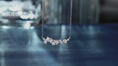 Emerald cut Moissanite Sterling Silver Pendant Necklace for Women