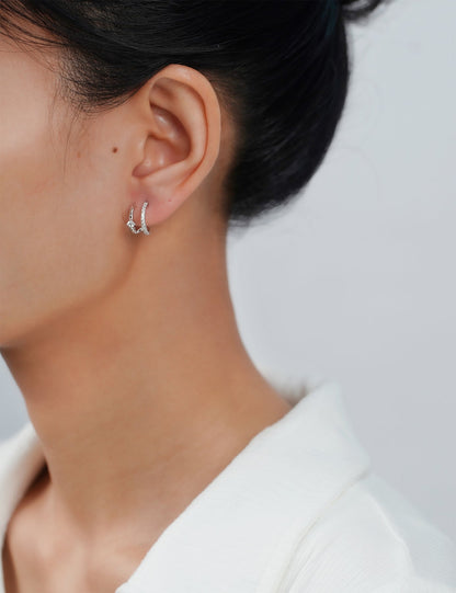 Moissanite Half Hoops Earrings with Solitaire Accent Stone