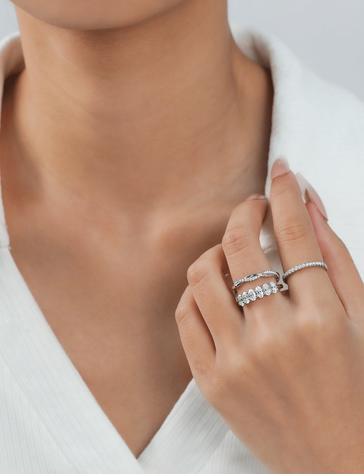 Oval Moissanite Eternity Wedding Band Ring
