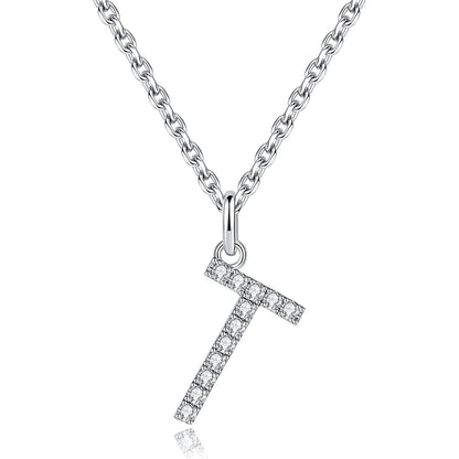 Moissanite A Initial Letter Pendant Necklace for Women in Silver