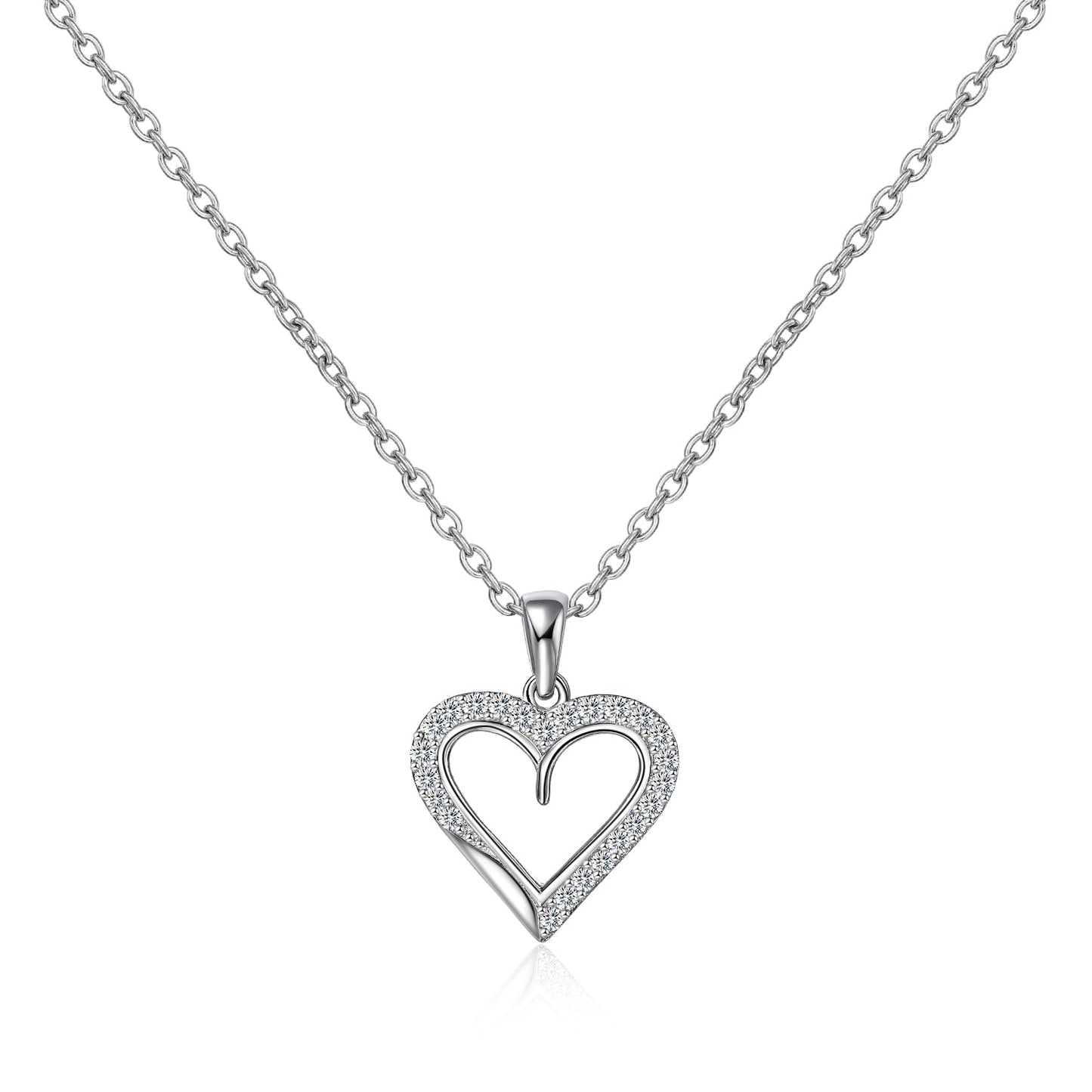 Moissanite Open Heart Shaped Pendent Necklace for Women