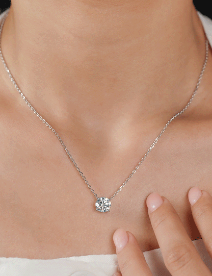 Solitaire Moissanite 4 Prong Round CutNecklaces for Women