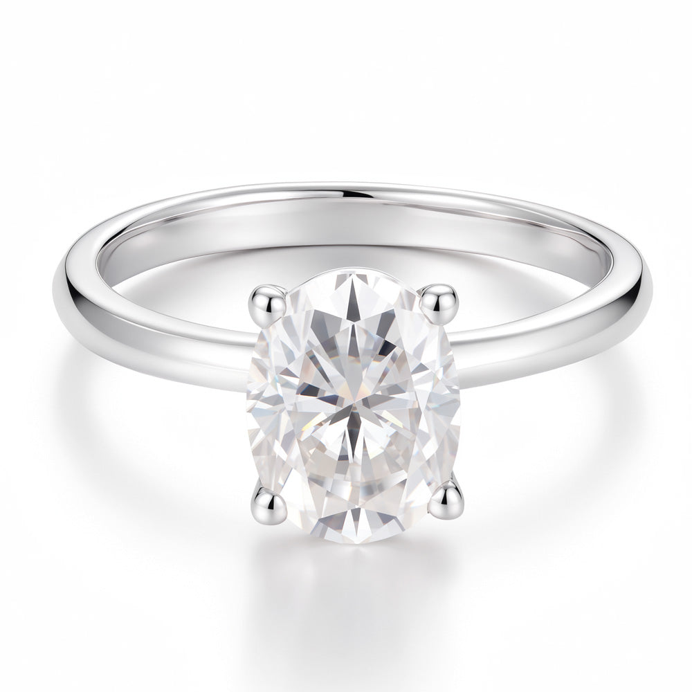 1.5CT/2CT Moissanite Solitaire Oval Engagement Rings for Women