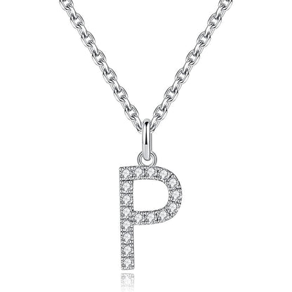 Moissanite A Initial Letter Pendant Necklace for Women in Silver