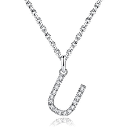 Moissanite A Initial Letter Pendant Necklace for Women in Silver