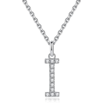 Moissanite A Initial Letter Pendant Necklace for Women in Silver