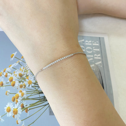Moissanite Pave Bar Bracelet for Women in Sterling Silver