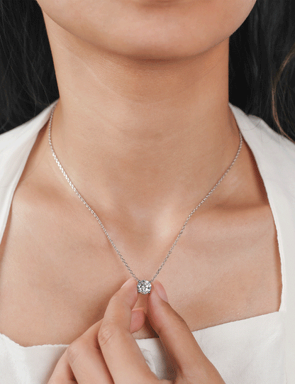 Solitaire Moissanite 4 Prong Round CutNecklaces for Women