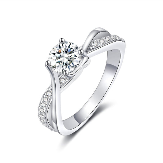 Moissanite Circle Crossed Engagement Ring for Women 1CT