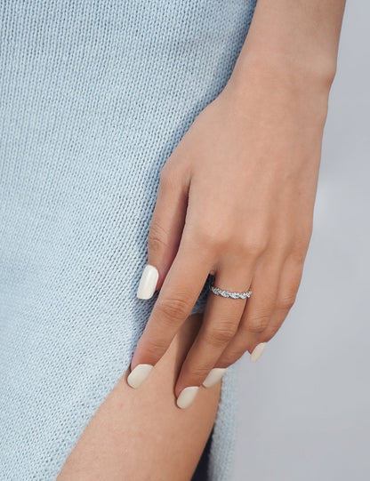 Half Twisted Moissanite Eternity Wedding Bands