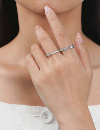 Moissanite Wedding Band Stackable Leaf Band Rings for Women
