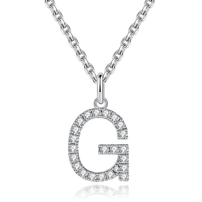 Moissanite A Initial Letter Pendant Necklace for Women in Silver