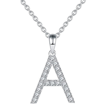 Moissanite A Initial Letter Pendant Necklace for Women in Silver