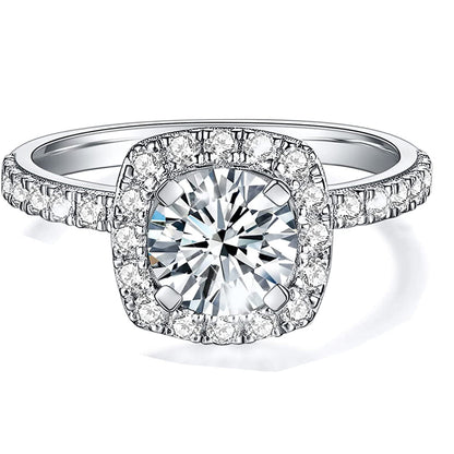 Moissanite Square Halo Engagement Rings for Women 1.64CT