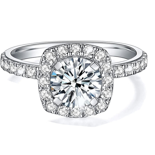 Moissanite Square Halo Engagement Rings for Women 1.64CT