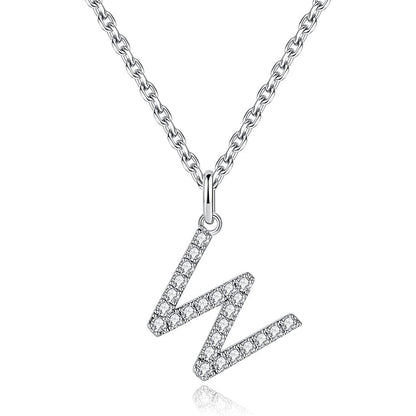 Moissanite A Initial Letter Pendant Necklace for Women in Silver