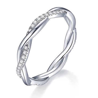 Full Moissanite Twist Wedding Band for Women 0.3CT 1.5mm