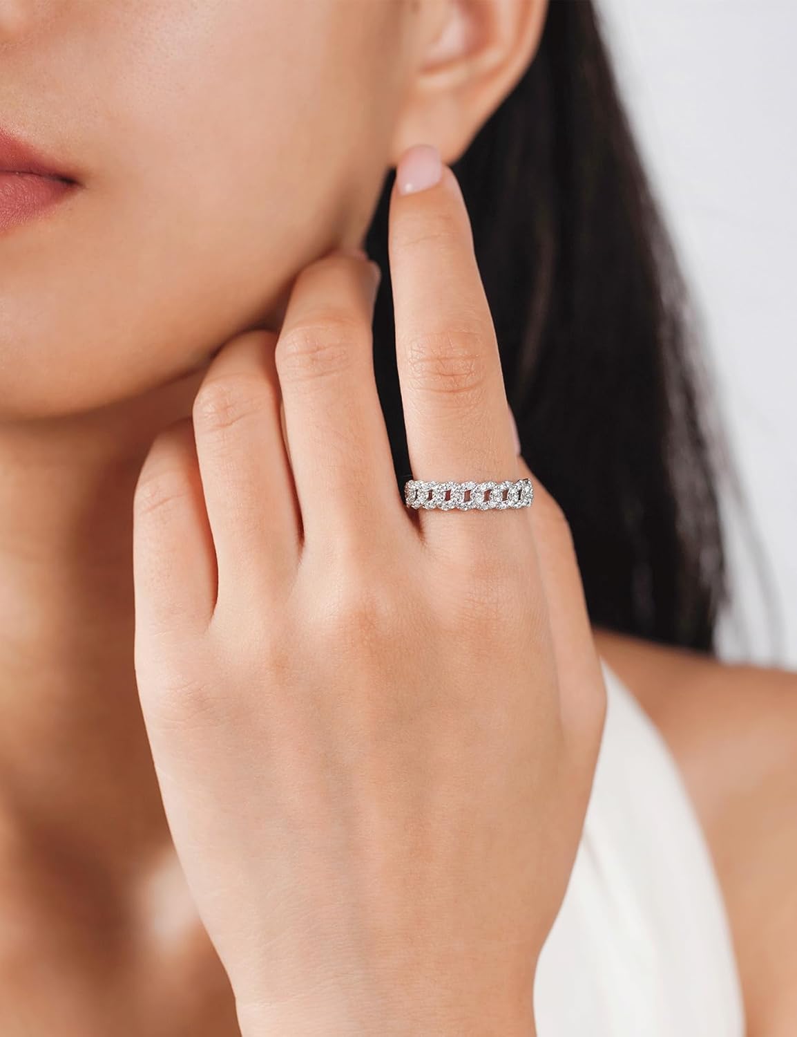 Moissanite Wedding Bands for Women Fashion Simple 0.5 Carat Stackable Chain Ring