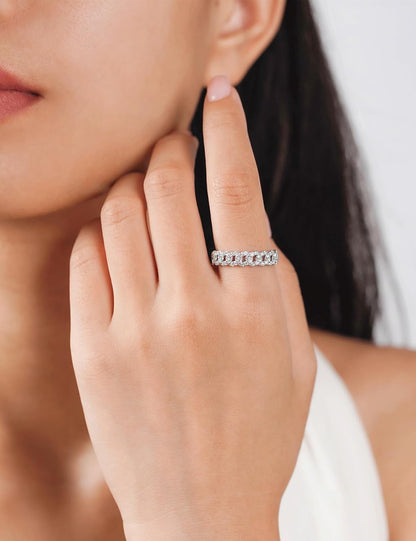 Moissanite Wedding Bands for Women Fashion Simple 0.5 Carat Stackable Chain Ring