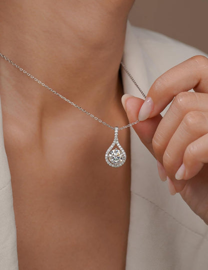 Moissanite Teardrop Pendant Necklaces for Women 2CT