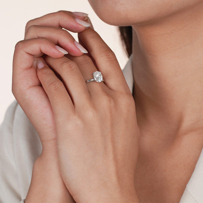 1.5CT/2CT Moissanite Solitaire Oval Engagement Rings for Women