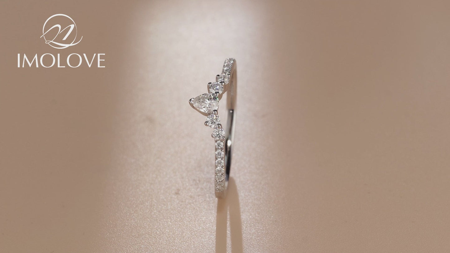 Teardrop Curved Moissanite Wedding Bands for Women