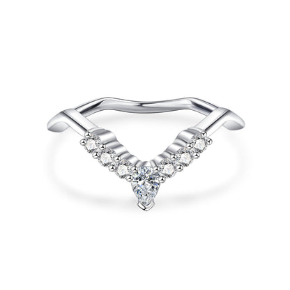Moissanite V Shaped Chevron Wedding Bands for Women 0.34CT
