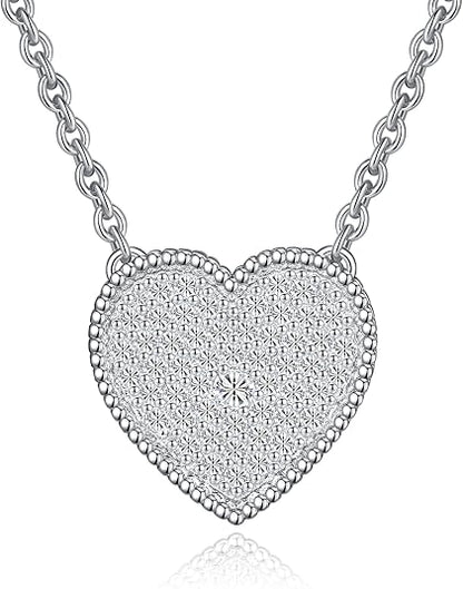 Moissanite Heart Sterling Silver Necklace for Women